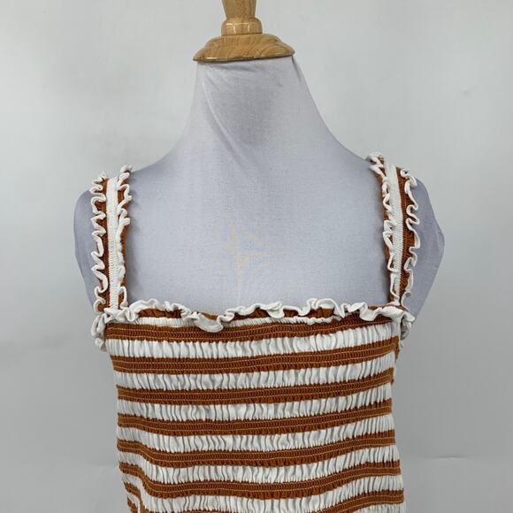 Veronica Beard Tank Top Womens M Medium Multi Averie Shirred Striped Smocked - Picture 3 of 11
